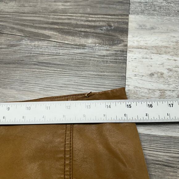 Free People Tan Womens 8 Back Zip Faux‎ Leather Winter Casual A-Line Mini Skirt - Picture 7 of 10